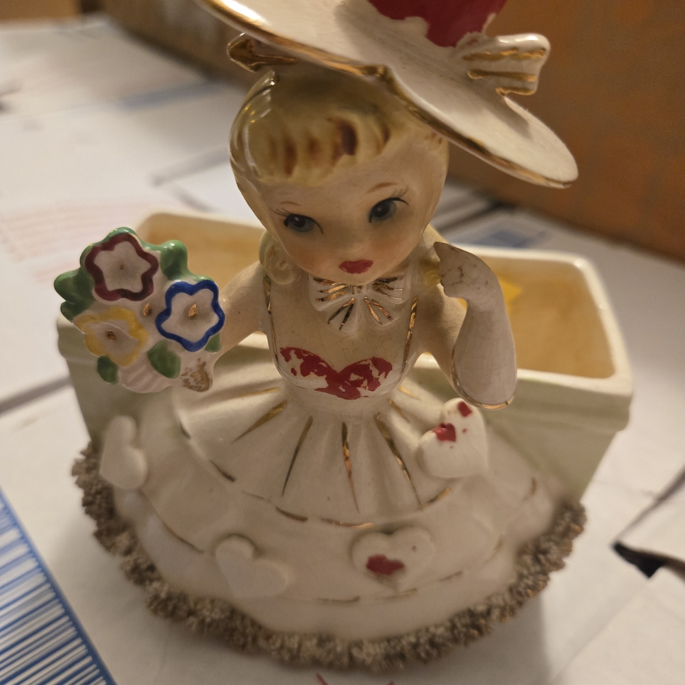 1958 Vintage Valentine Girl Vase